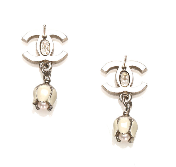 シャネル ココマーク パール 03 A シルバー メタル ピアス レディース CHANEL 中古