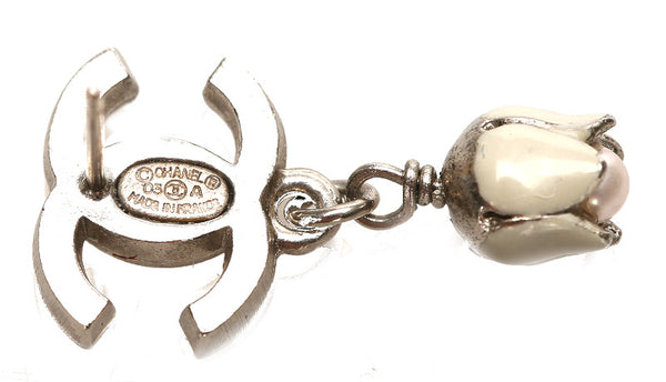 シャネル ココマーク パール 03 A シルバー メタル ピアス レディース CHANEL 中古