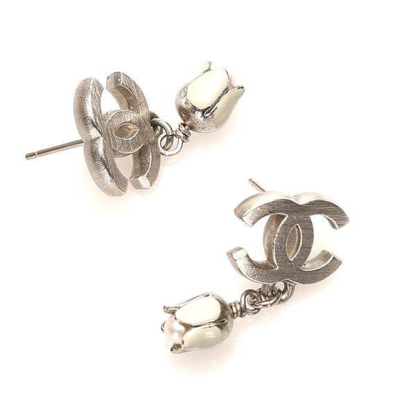 シャネル ココマーク パール 03 A シルバー メタル ピアス レディース CHANEL 中古