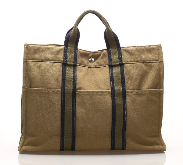 エルメス エールライン カーキ キャンバス トートバッグ レディース HERMES 中古