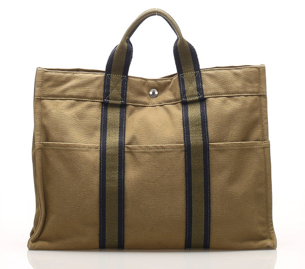 エルメス エールライン カーキ キャンバス トートバッグ レディース HERMES 中古