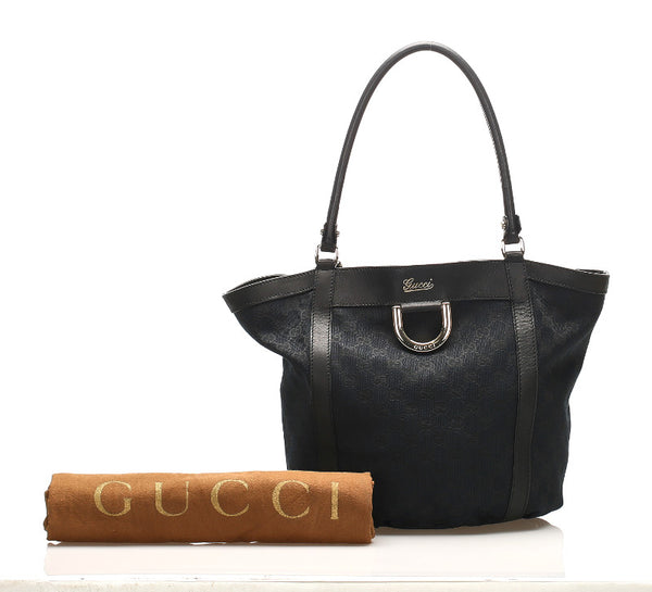 グッチ アビー GGキャンバス 211982 ブラック 黒 キャンバス レザー トートバッグ レディース GUCCI 中古