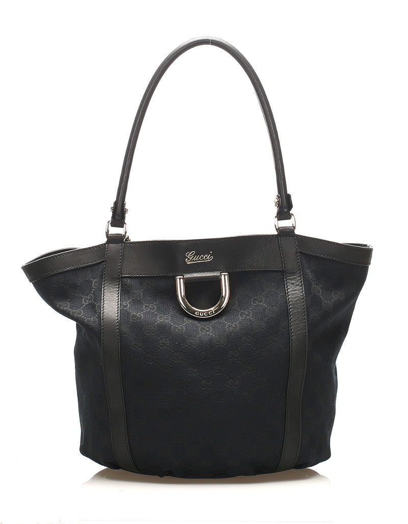 グッチ アビー GGキャンバス 211982 ブラック 黒 キャンバス レザー トートバッグ レディース GUCCI 中古