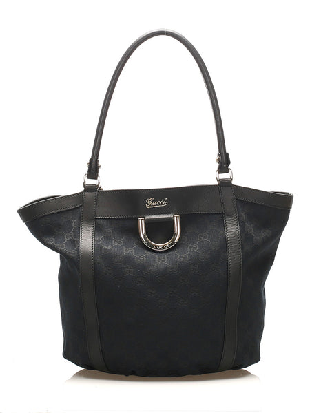 グッチ アビー GGキャンバス 211982 ブラック 黒 キャンバス レザー トートバッグ レディース GUCCI 中古