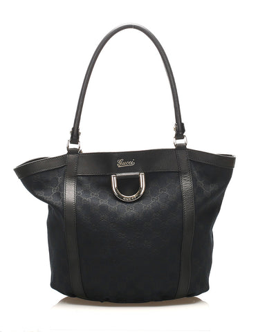 グッチ アビー GGキャンバス 211982 ブラック 黒 キャンバス レザー トートバッグ レディース GUCCI 中古