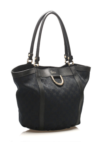 グッチ アビー GGキャンバス 211982 ブラック 黒 キャンバス レザー トートバッグ レディース GUCCI 中古