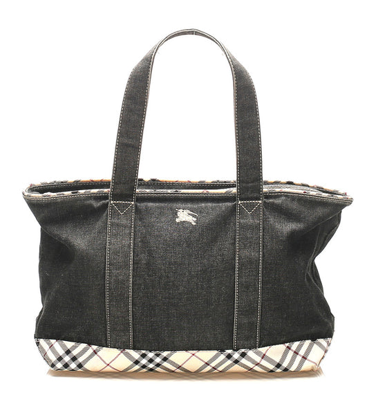 バーバリー ブラック キャンバス ハンドバッグ レディース BURBERRY 中古