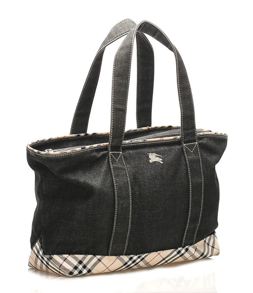 バーバリー ブラック キャンバス ハンドバッグ レディース BURBERRY 中古