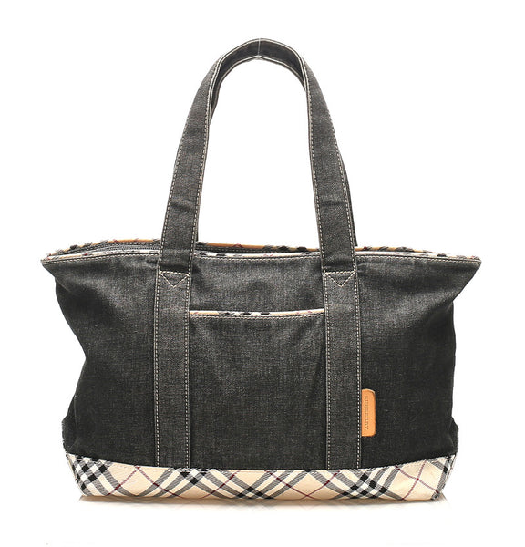 バーバリー ブラック キャンバス ハンドバッグ レディース BURBERRY 中古