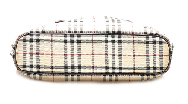 バーバリー ノバチェック ブラウン 茶 キャンバス レザー トートバッグ レディース BURBERRY 中古