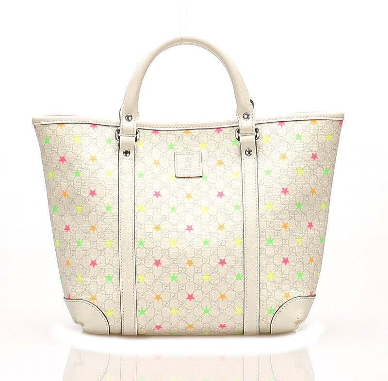 グッチ マイクログッチ スター 297557 ホワイト 白 PVC レザー ハンドバッグ  GUCCI 中古