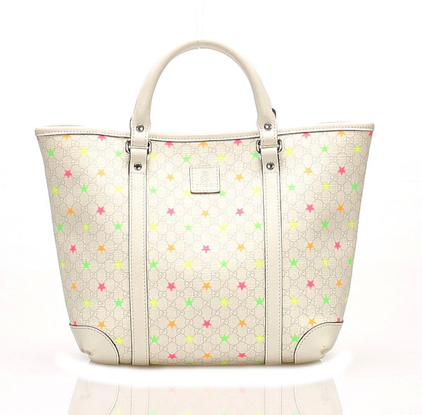 グッチ マイクログッチ スター 297557 ホワイト 白 PVC レザー ハンドバッグ  GUCCI 中古