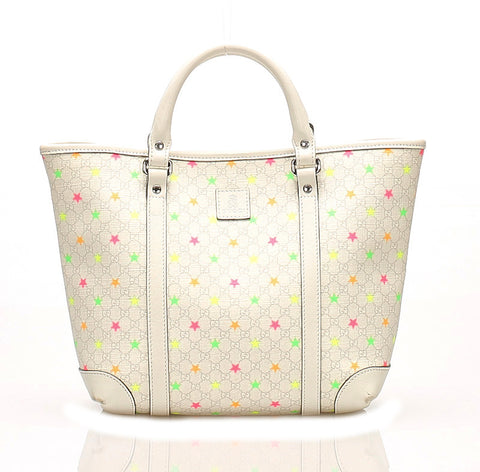グッチ マイクログッチ スター 297557 ホワイト 白 PVC レザー ハンドバッグ  GUCCI 中古