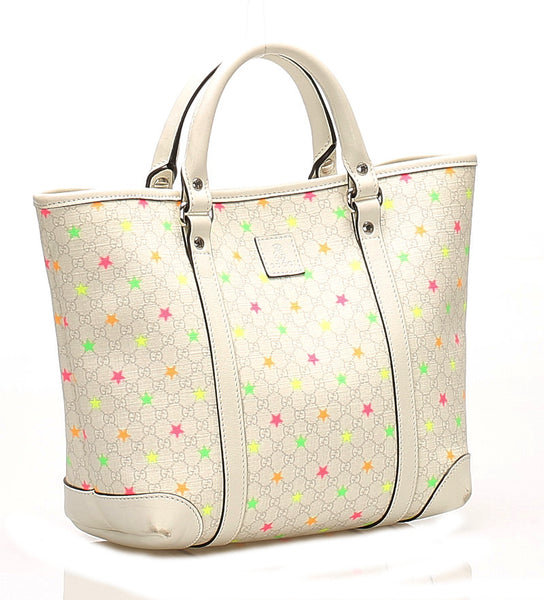 グッチ マイクログッチ スター 297557 ホワイト 白 PVC レザー ハンドバッグ  GUCCI 中古