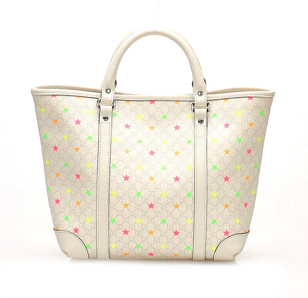 グッチ マイクログッチ スター 297557 ホワイト 白 PVC レザー ハンドバッグ  GUCCI 中古