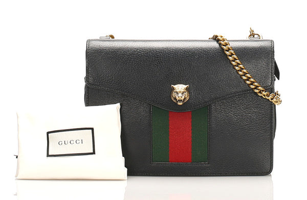 グッチ シェリーライン 431283  ブラック 黒 レザー ショルダーバッグ レディース GUCCI 中古