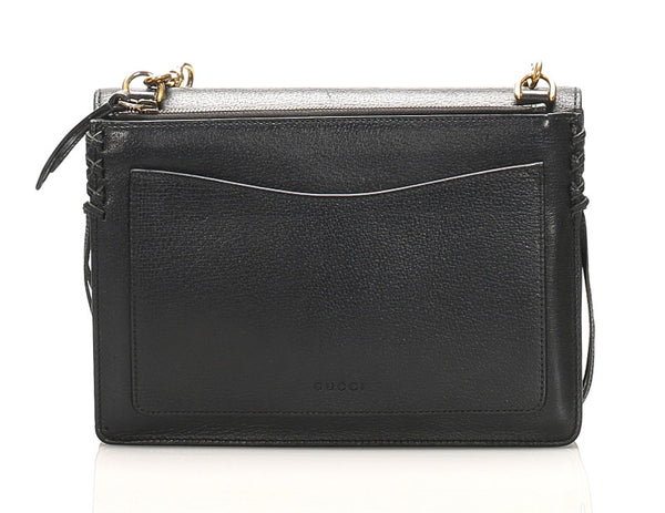 グッチ シェリーライン 431283  ブラック 黒 レザー ショルダーバッグ レディース GUCCI 中古