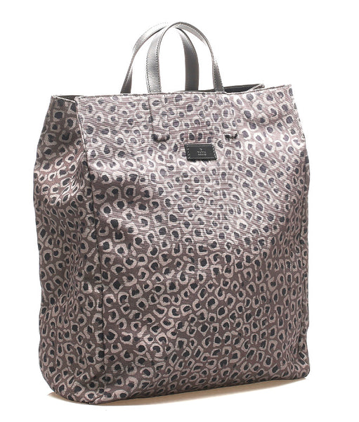 グッチ レオパード 341739 ブラック グレー キャンバス レザー トートバッグ ユニセックス GUCCI 中古