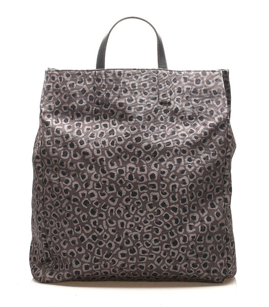 グッチ レオパード 341739 ブラック グレー キャンバス レザー トートバッグ ユニセックス GUCCI 中古