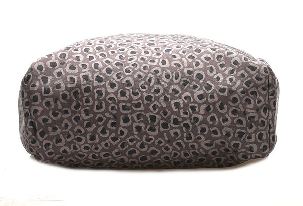 グッチ レオパード 341739 ブラック グレー キャンバス レザー トートバッグ ユニセックス GUCCI 中古