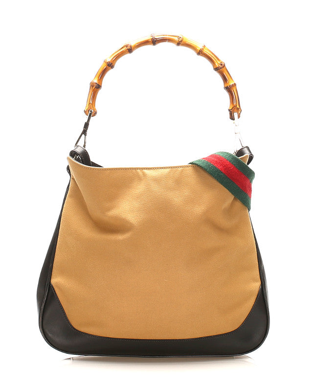 グッチ シェリー バンブー 001 4095 カーキ ブラウン キャンバス レザー ハンドバッグ ショルダーバッグ 2WAY レディース GUCCI 中古