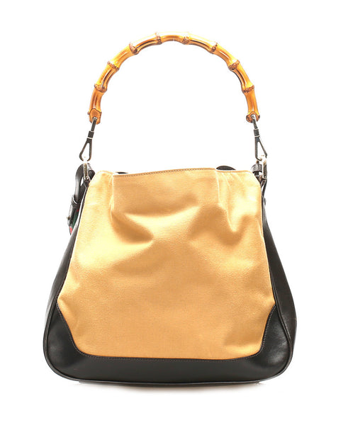 グッチ シェリー バンブー 001 4095 カーキ ブラウン キャンバス レザー ハンドバッグ ショルダーバッグ 2WAY レディース GUCCI 中古