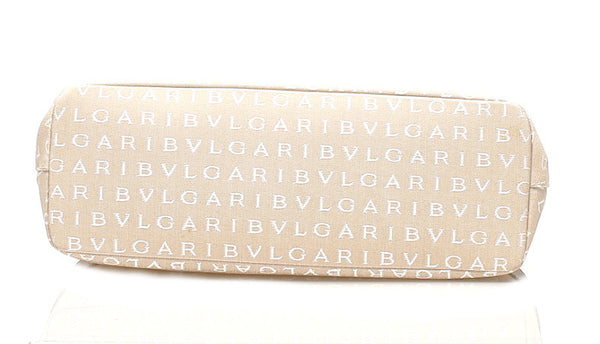 ブルガリ ベージュ ブラウン キャンバス レザー ハンドバッグ レディース BVLGARI 中古