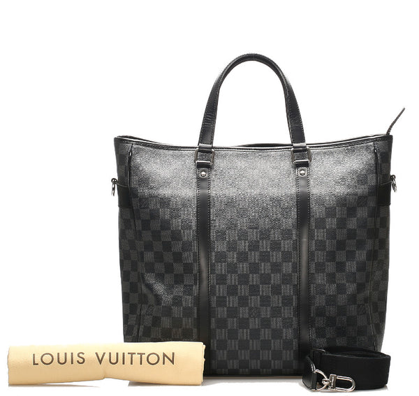 ルイ ヴィトン ダミエグラフィット タダオ N51192 ブラック 黒 PVC レザー トートバッグ メンズ LOUIS VUITTON 中古