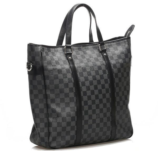 ルイ ヴィトン ダミエグラフィット タダオ N51192 ブラック 黒 PVC レザー トートバッグ メンズ LOUIS VUITTON 中古