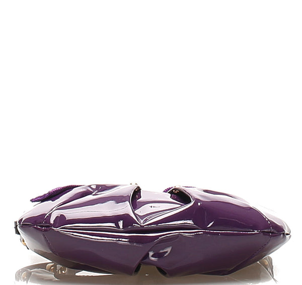 サルヴァトーレフェラガモ ヴァラリボン EZ-21 B642 パープル エナメル 肩掛け ショルダーバッグ レディース Salvatore Ferragamo 【中古】