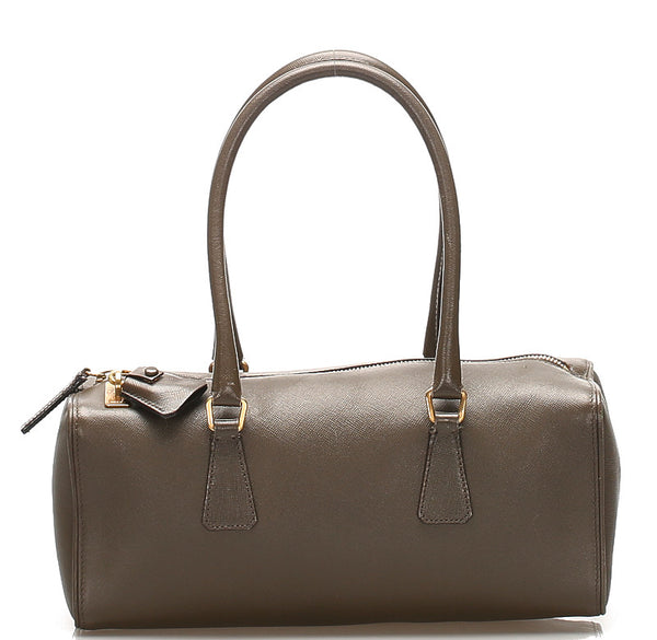 プラダ BR0488 カーキ レザー ボストンバッグ レディース PRADA 中古