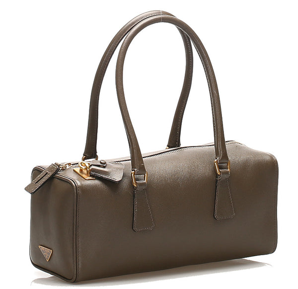 プラダ BR0488 カーキ レザー ボストンバッグ レディース PRADA 中古