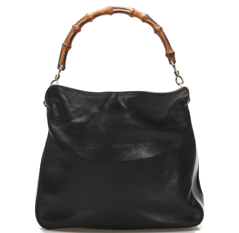 グッチ バンブー 001・3444 ブラック レザー ハンドバッグ レディース GUCCI 中古