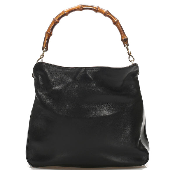 グッチ バンブー 001・3444 ブラック レザー ハンドバッグ レディース GUCCI 中古