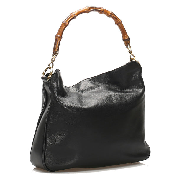 グッチ バンブー 001・3444 ブラック レザー ハンドバッグ レディース GUCCI 中古