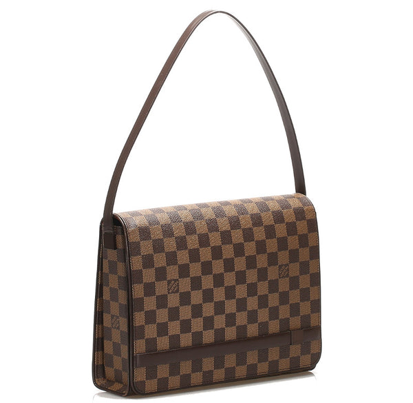 ルイ ヴィトン ダミエ トライベッカ カレ N51161 ブラウン PVC レザー ショルダーバッグ レディース LOUIS VUITTON 中古