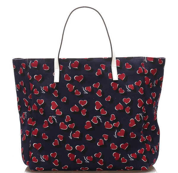 グッチ ハート 282489 ネイビー ホワイト キャンバス レザー トートバッグ レディース GUCCI 中古