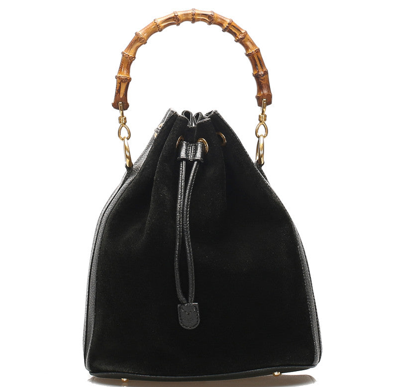 グッチ バンブー 001 2040 657 ブラック 黒 レザー スウェード ショルダーバッグ レディース GUCCI 中古
