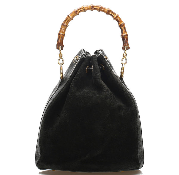 グッチ バンブー 001 2040 657 ブラック 黒 レザー スウェード ショルダーバッグ レディース GUCCI 中古