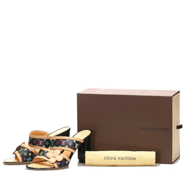 ルイ ヴィトン マルチ モノグラム ブラック ブラウン PVC レザー サンダル レディース LOUIS VUITTON 中古