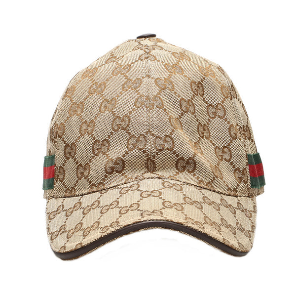 グッチ シェリーライン GGキャンバス 200035 202291 ブラウン 茶 キャンバス レザー キャップ ユニセックス GUCCI 中古