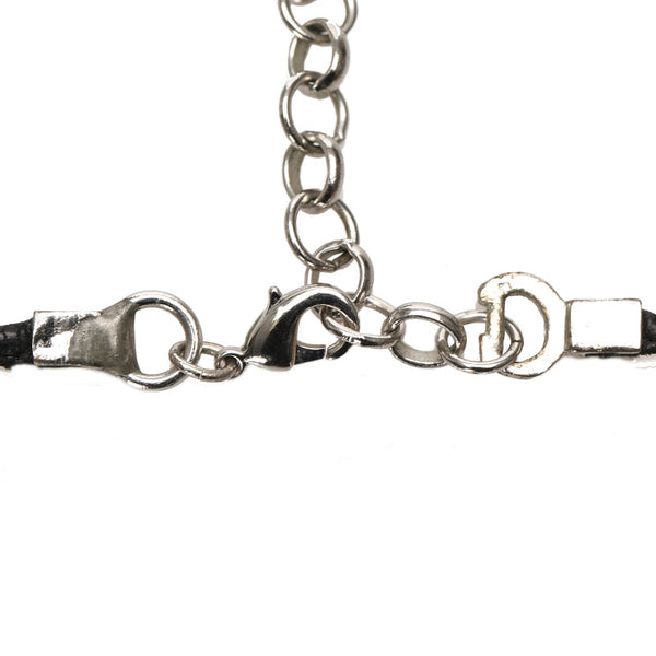 ディオール ブラック シルバー レザー メタル チョーカー レディース Dior 中古