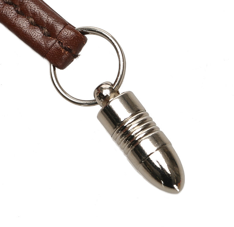 エルメス ブラウン シルバー レザー メタル ラニエール ネックレス ユニセックス HERMES 中古