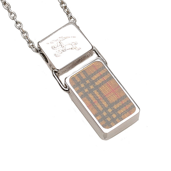 バーバリー シルバー メタル ノバチェック ネックレス ユニセックス BURBERRY 中古