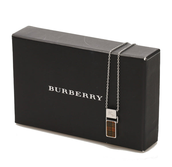 バーバリー シルバー メタル ノバチェック ネックレス ユニセックス BURBERRY 中古