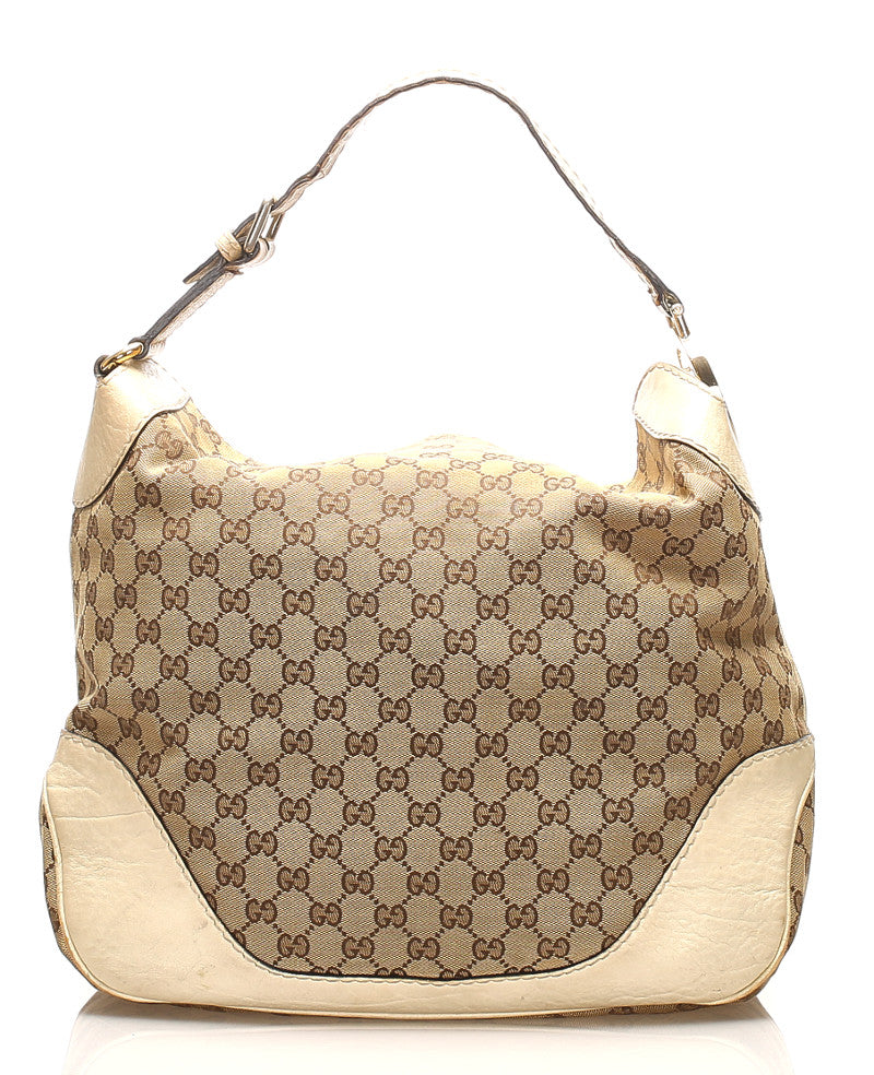 グッチ GGキャンバス 203506 ベージュ アイボリー キャンバス レザー ハンドバッグ レディース GUCCI 中古