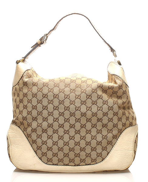 グッチ GGキャンバス 203506 ベージュ アイボリー キャンバス レザー ハンドバッグ レディース GUCCI 中古