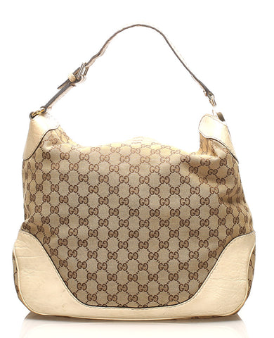 グッチ GGキャンバス 203506 ベージュ アイボリー キャンバス レザー ハンドバッグ レディース GUCCI 中古