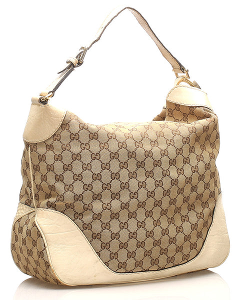 グッチ GGキャンバス 203506 ベージュ アイボリー キャンバス レザー ハンドバッグ レディース GUCCI 中古