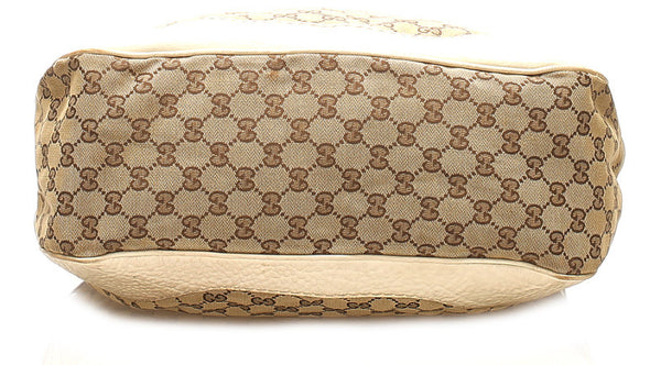 グッチ GGキャンバス 203506 ベージュ アイボリー キャンバス レザー ハンドバッグ レディース GUCCI 中古